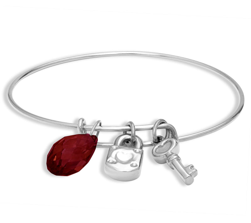 Steel by Design Lock & Key Birthstone Charm Banle — View 16
