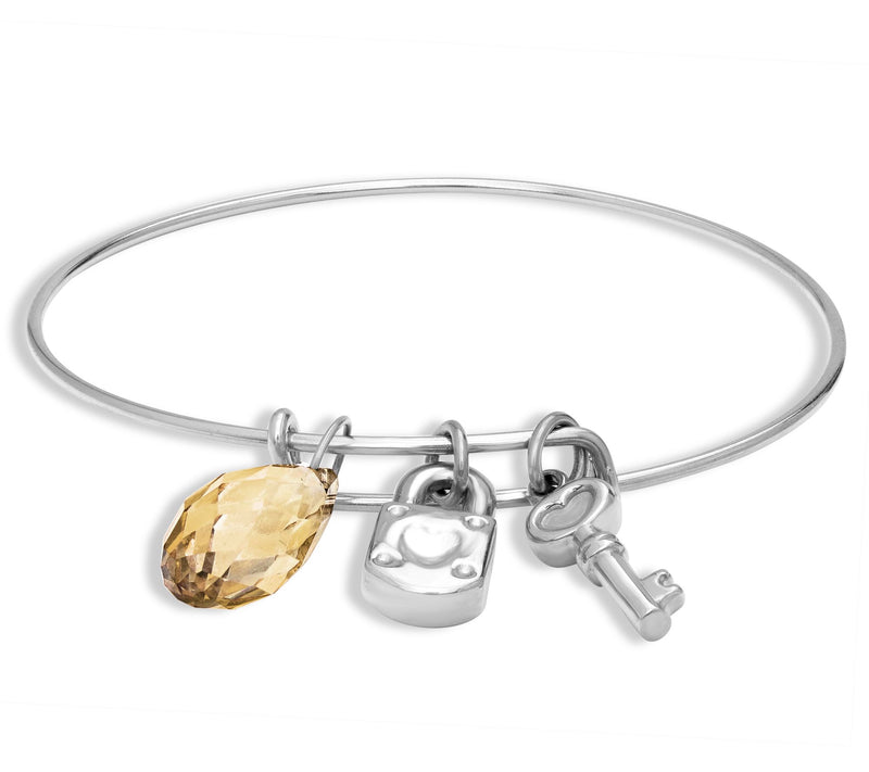Steel by Design Lock & Key Birthstone Charm Banle — View 18