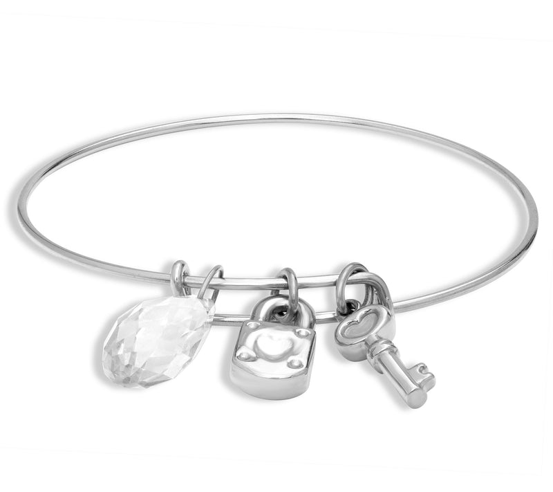 Steel by Design Lock & Key Birthstone Charm Banle — View 23