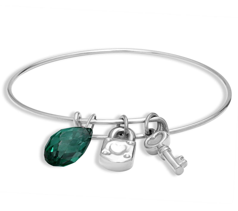 Steel by Design Lock & Key Birthstone Charm Banle — View 24