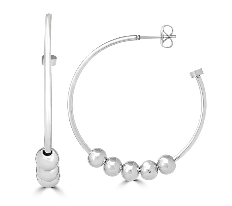 Steel by Design Open Circle Beaded Hoop — View 4