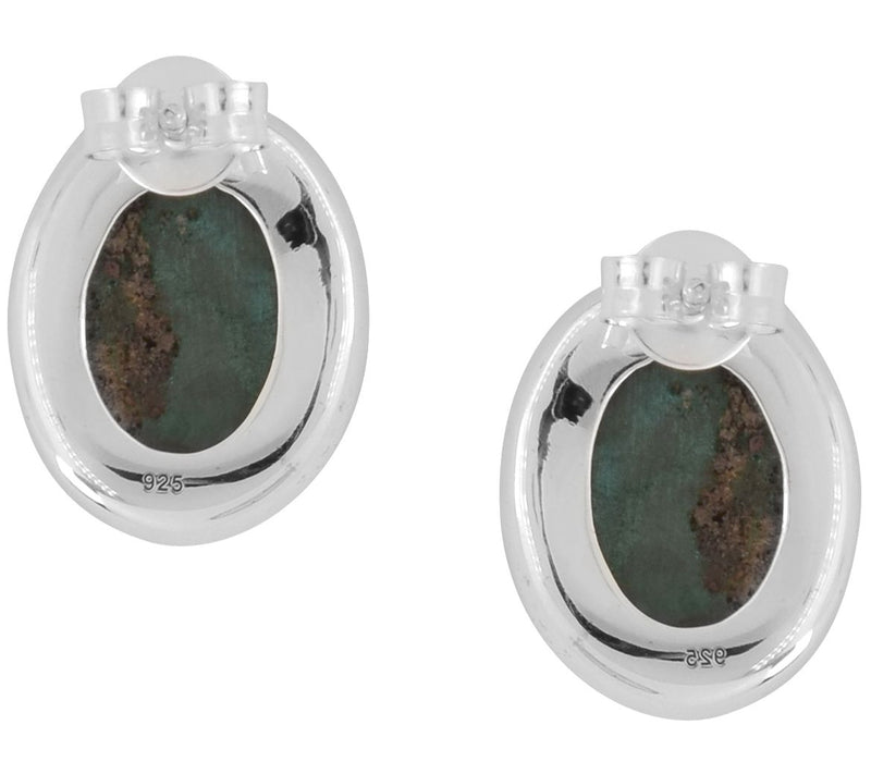 Sterling Silver Oval Malachite Stud Earrings — View 8