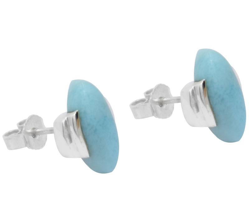 Sterling Silver Half Bezel Larimar Stud Earrings — Main view