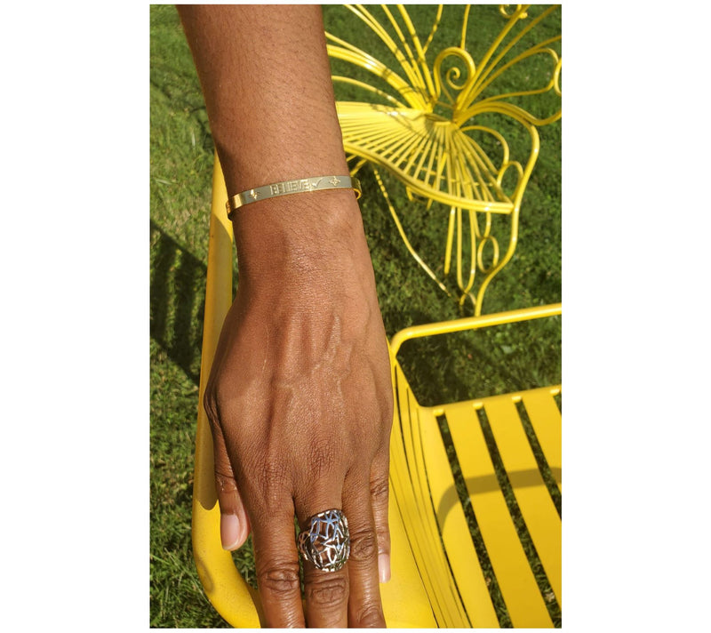 Valencia Key Goldtone Believe Cuff — View 4