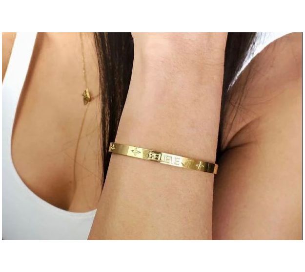 Valencia Key Goldtone Believe Cuff — View 5