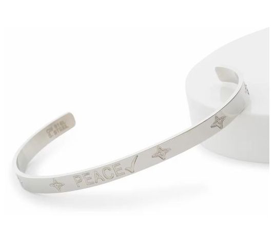 Valencia Key Peace Cuff Bracelet, Stainless Steel — View 5