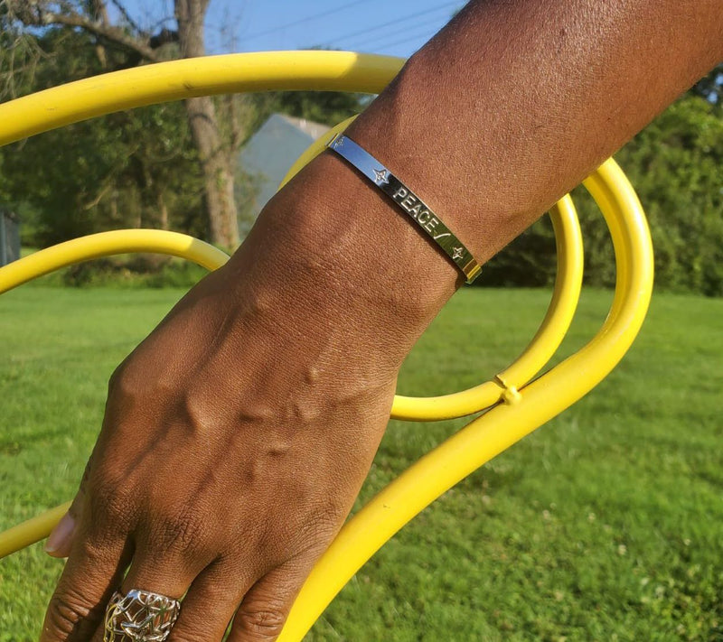 Valencia Key Peace Cuff Bracelet, Stainless Steel — View 6