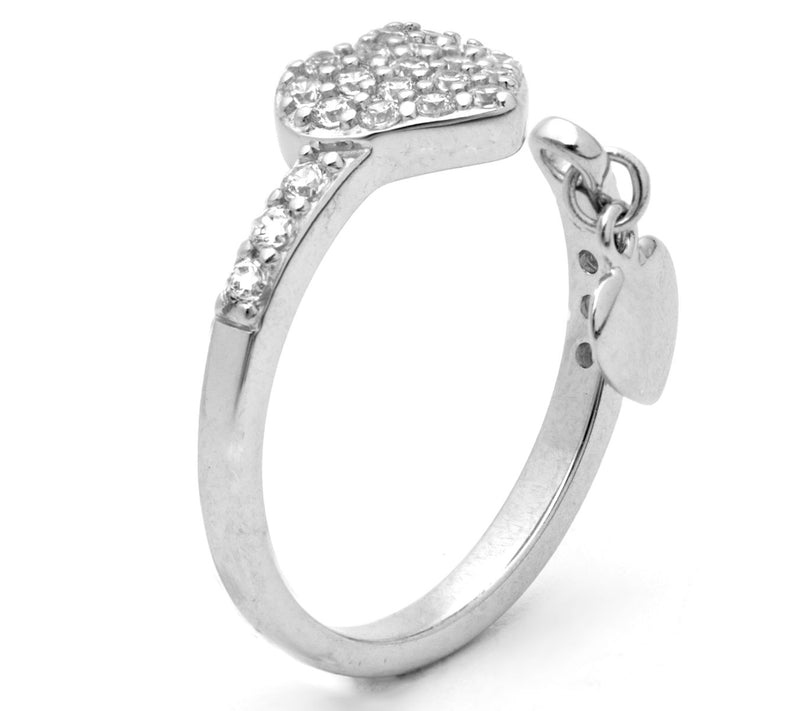 Diamonique 0.75 cttw Heart Pendant Ring, Sterling Silver — View 7