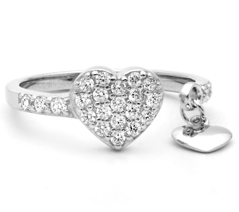 Diamonique 0.75 cttw Heart Pendant Ring, Sterling Silver — View 3