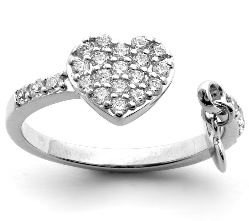 Diamonique 0.75 cttw Heart Pendant Ring, Sterling Silver — View 6