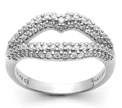 Diamonique 3.25 cttw Lips Ring, Sterling Silver