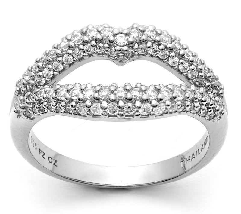 Diamonique 3.25 cttw Lips Ring, Sterling Silver — Main view