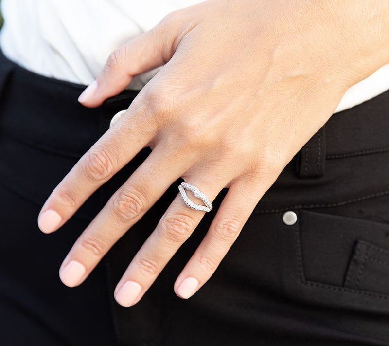 Diamonique 3.25 cttw Lips Ring, Sterling Silver — View 8