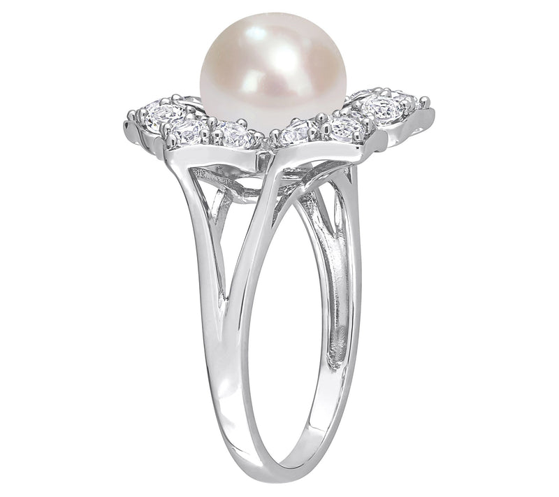 Affinity Cultured Pearl & Created Gemstone RingSterling — View 4