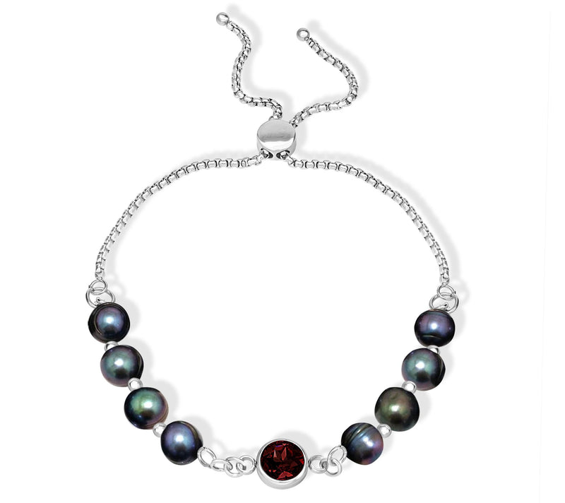 Steel by Design Cultured Pearl & Crystal Birthstone Bracelet — View 3