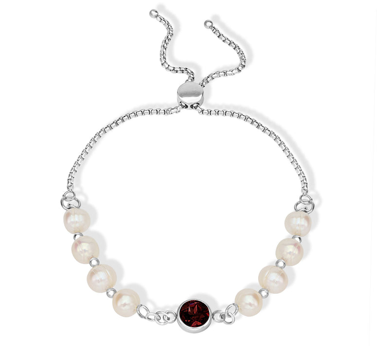 Steel by Design Cultured Pearl & Crystal Birthstone Bracelet — View 5
