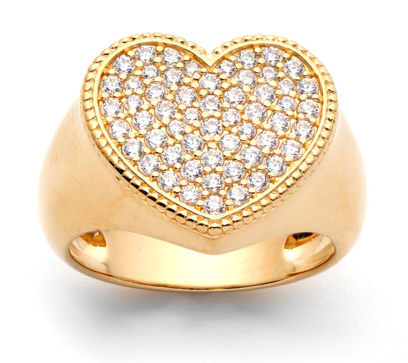 Diamonique 0.50 cttw Heart Signet Ring, Sterling Silver — View 7