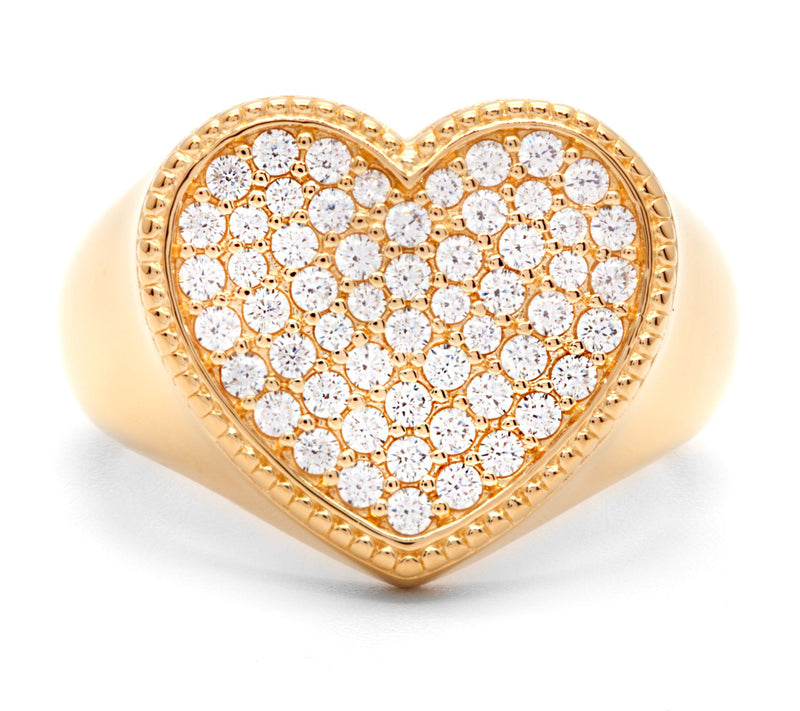 Diamonique 0.50 cttw Heart Signet Ring, Sterling Silver — View 5