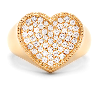 Diamonique 0.50 cttw Heart Signet Ring, Sterling Silver