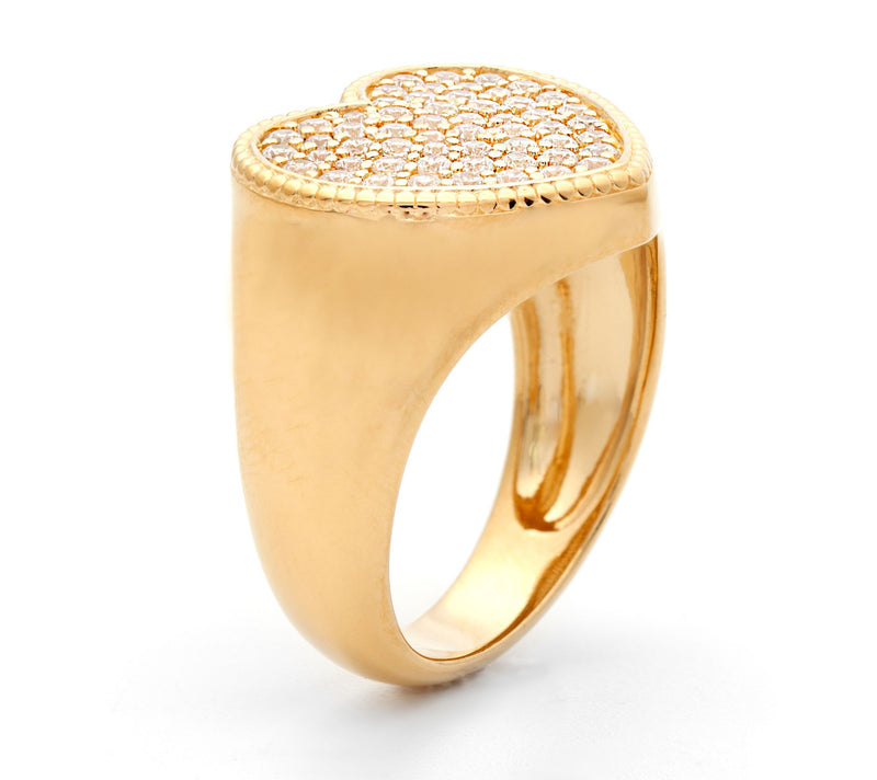 Diamonique 0.50 cttw Heart Signet Ring, Sterling Silver — View 6