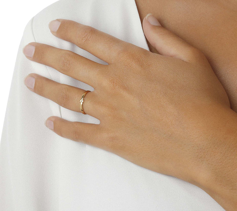 Italian Gold Diamond Cut Accent Ring, 10K — View 10