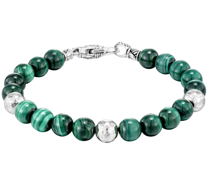 JAI Sterling Silver Malachite & Hammered Bead Bracelet — Main view