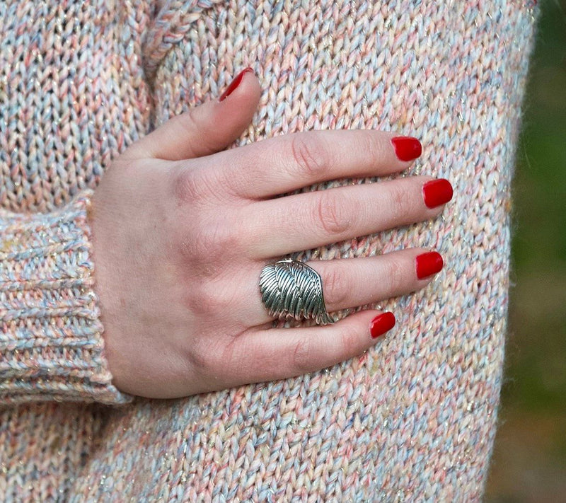 JAI Sterling Silver Heaven Angel Wing Ring — View 4