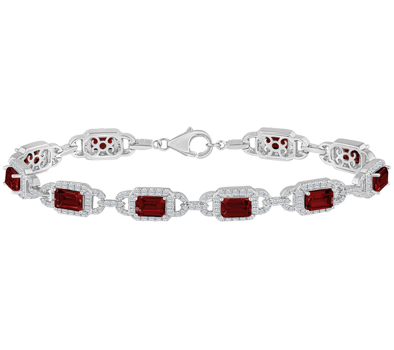 Affinity Gems Emerald Cut Gemstone Bracelet, Sterling Silver — View 7
