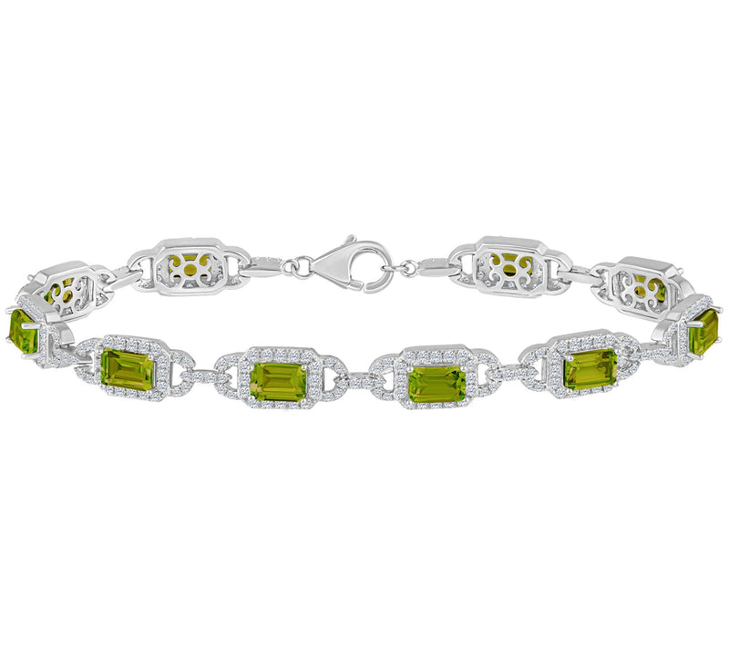 Affinity Gems Emerald Cut Gemstone Bracelet, Sterling Silver — View 3