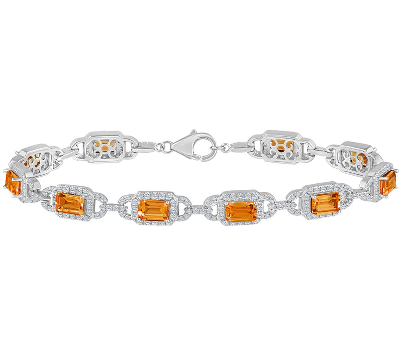 Affinity Gems Emerald Cut Gemstone Bracelet, Sterling Silver — View 5