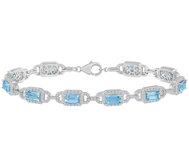 Affinity Gems Emerald Cut Gemstone Bracelet, Sterling Silver — View 11