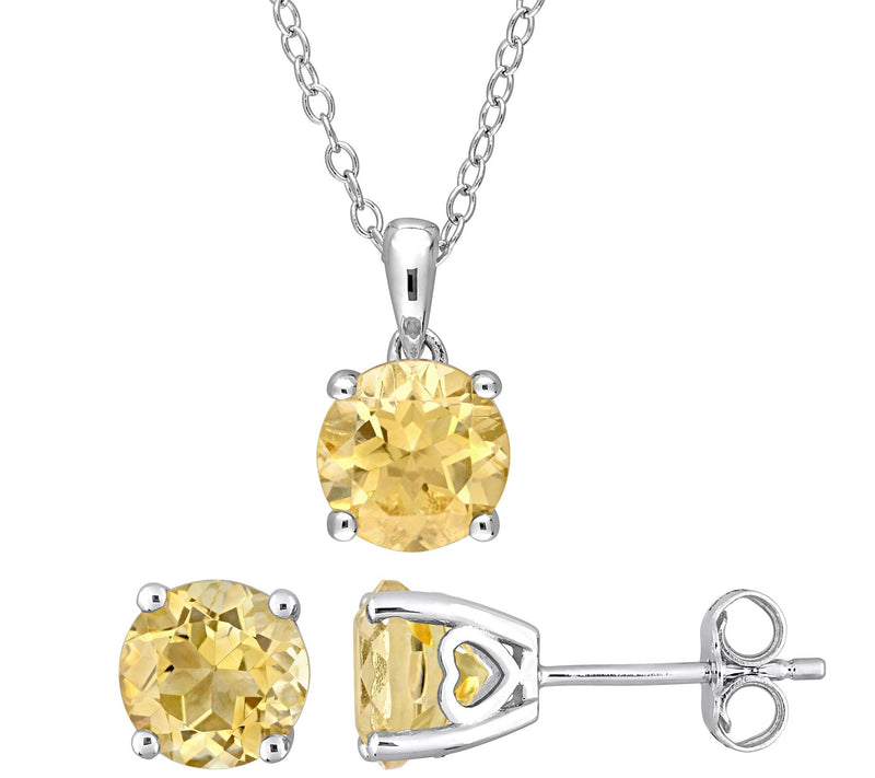 Affinity Gems Citrine Earrings & Necklace Set, Sterling Silver — View 3