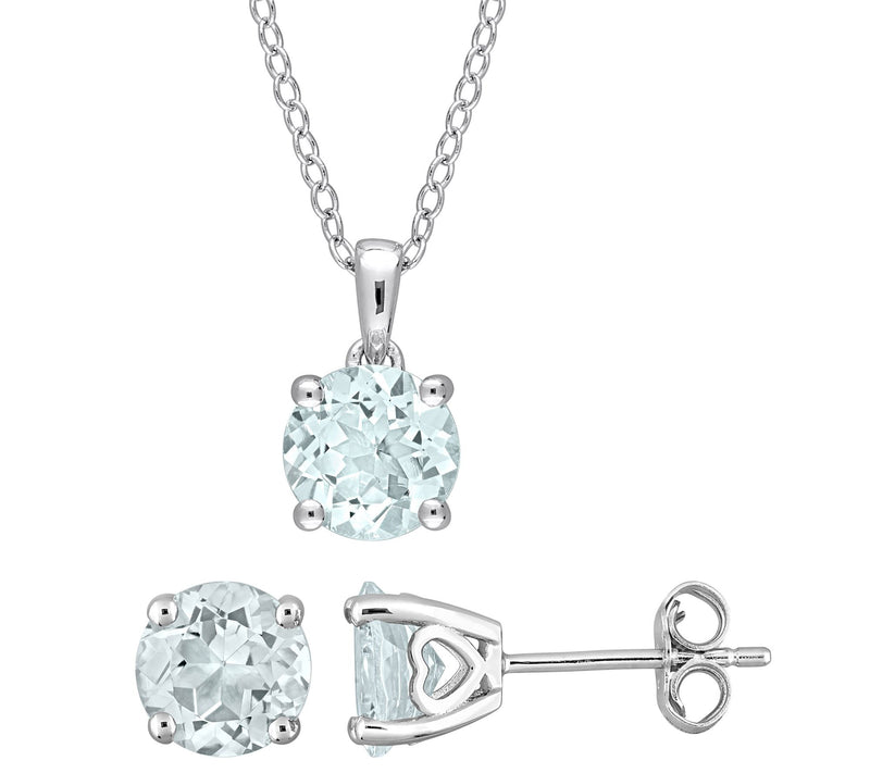 Affinity Gems Aquamarine Earrings & Necklace Set, Sterling — View 3