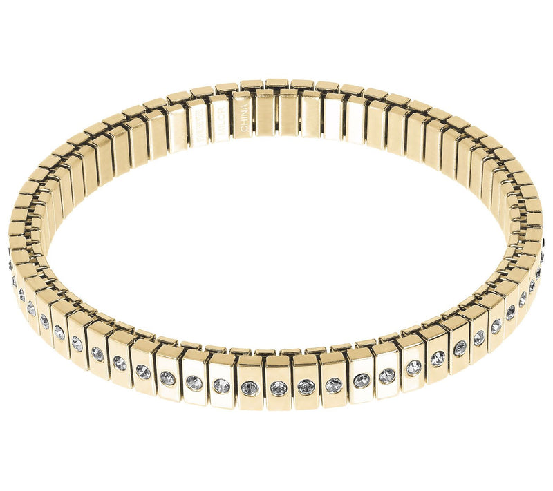 Steel by Design Goldtone Crystal Accent StretchBracelet — View 10