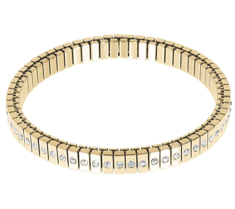 Steel by Design Goldtone Crystal Accent StretchBracelet — View 15