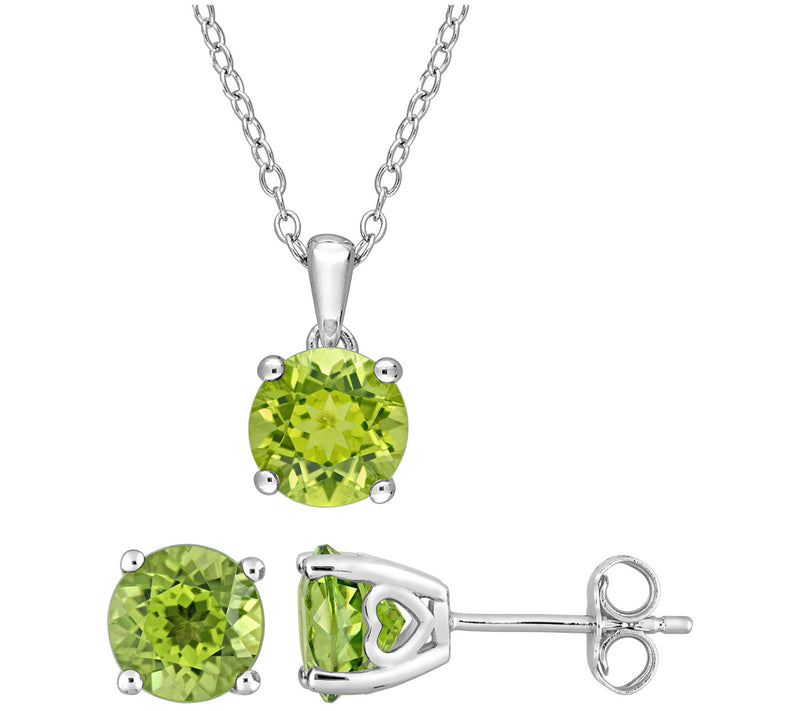 Affiniity Gems Peridot Earrings & Necklace Set, Sterling — Main view