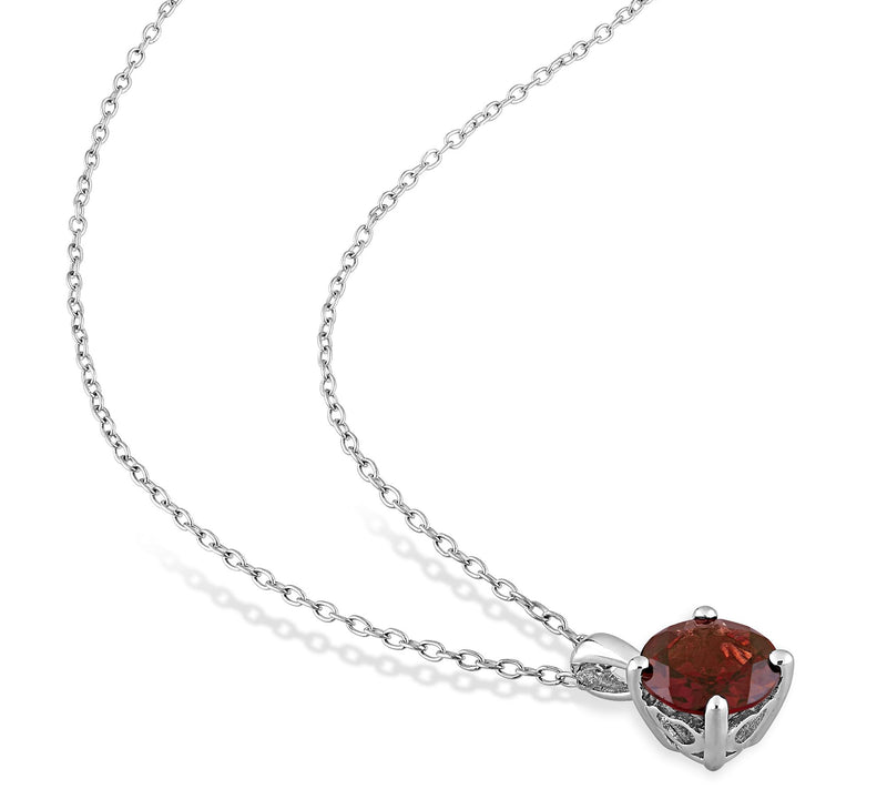 Affinity Gems Garnet Stud Earrings & Necklace Set, Sterling — View 4