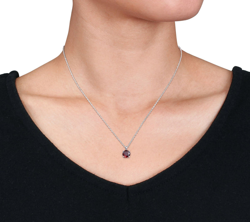 Affinity Gems Garnet Stud Earrings & Necklace Set, Sterling — View 6