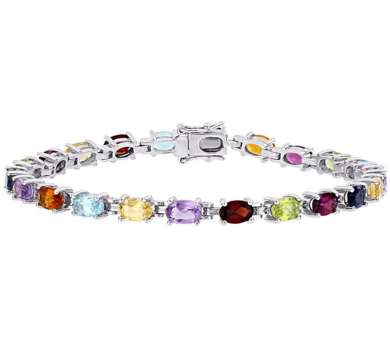 Affinity Gems 10.15 cttw Multi-Gemstones Bracel et, Sterling — View 3