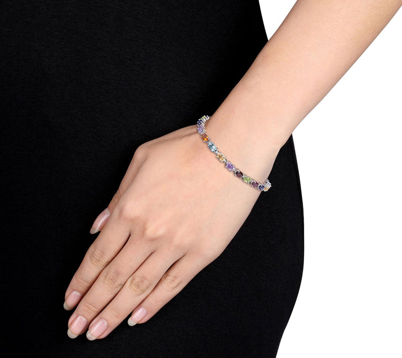 Affinity Gems 10.15 cttw Multi-Gemstones Bracel et, Sterling — View 5