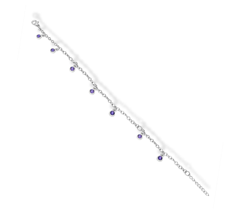 Steel by Design Crystal Birthstone Charm Ankle Bracelet — View 26
