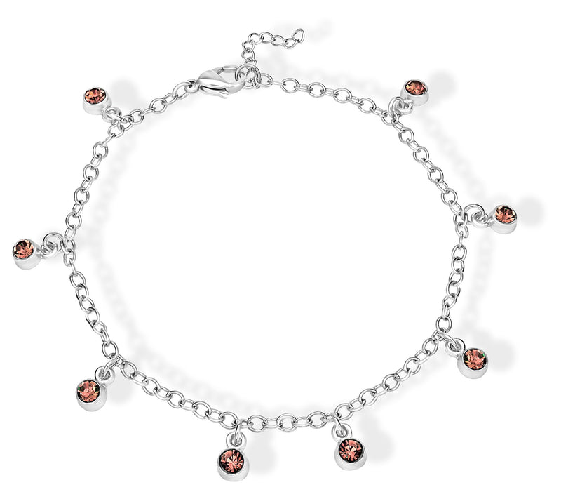 Steel by Design Crystal Birthstone Charm Ankle Bracelet — View 21