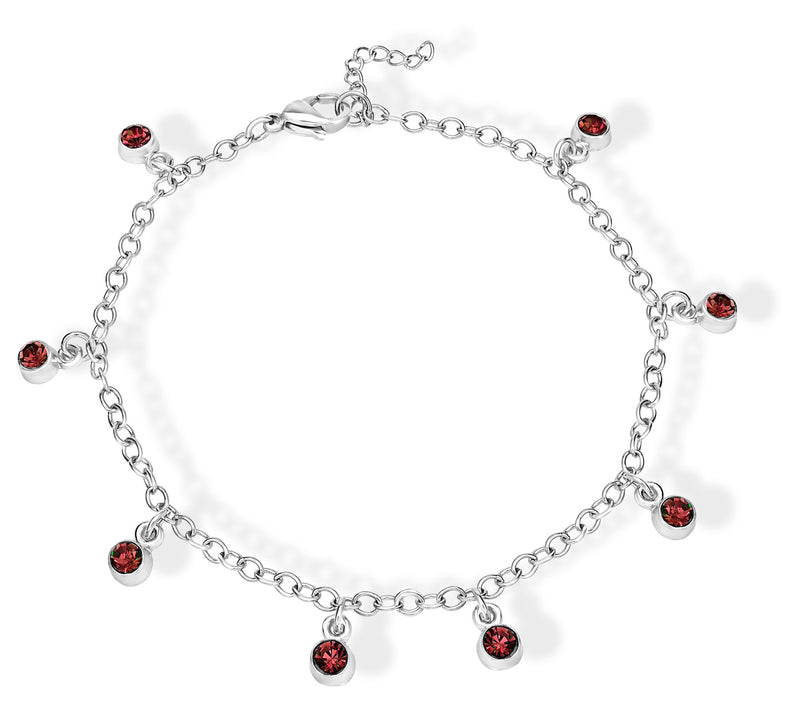 Steel by Design Crystal Birthstone Charm Ankle Bracelet — View 19