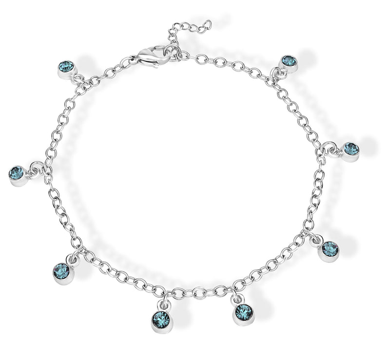Steel by Design Crystal Birthstone Charm Ankle Bracelet — View 5
