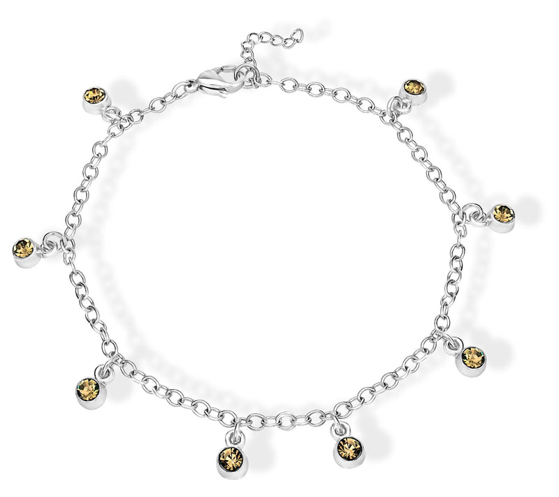 Steel by Design Crystal Birthstone Charm Ankle Bracelet — View 25