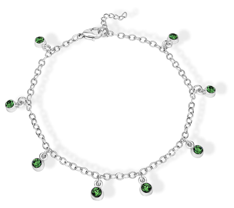 Steel by Design Crystal Birthstone Charm Ankle Bracelet — View 9