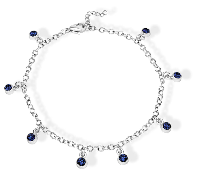 Steel by Design Crystal Birthstone Charm Ankle Bracelet — View 23