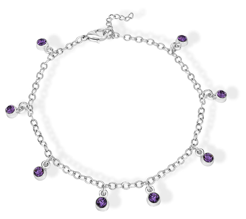Steel by Design Crystal Birthstone Charm Ankle Bracelet — View 3