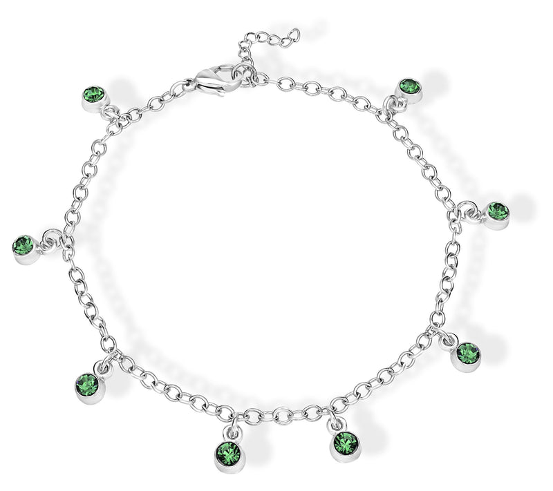 Steel by Design Crystal Birthstone Charm Ankle Bracelet — View 17