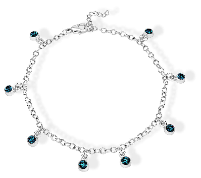 Steel by Design Crystal Birthstone Charm Ankle Bracelet — View 15